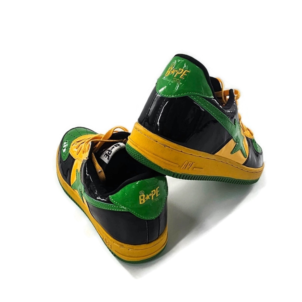 Bape Bapesta FS-001 Mens 13 A Bathing Ape STA Green and Yellow Star Sneakers - Picture 4 of 14